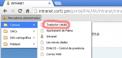 Ubicació de l'enllaç al navegador Chrome de l'Ajuntament de Palma